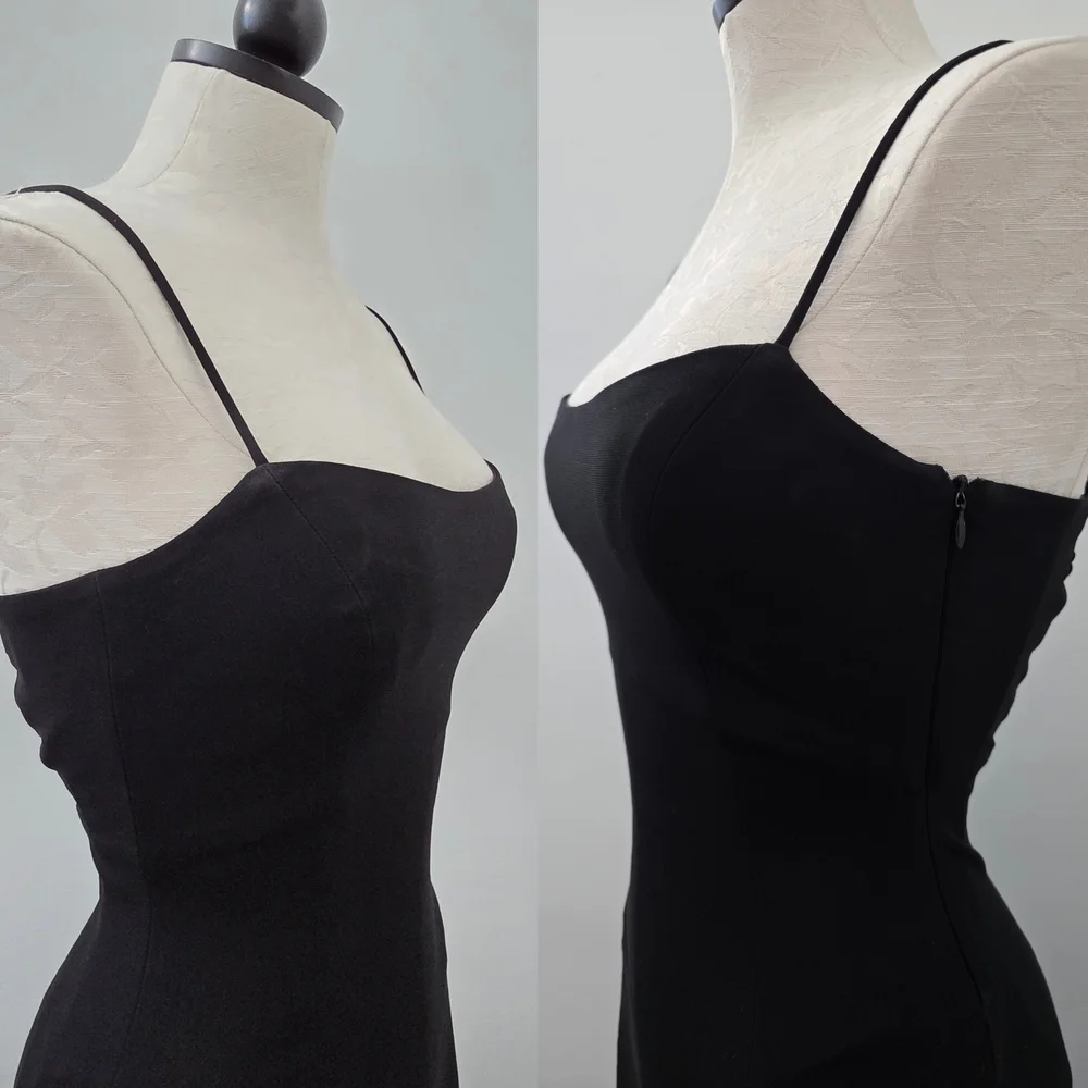 Vintage Gold Label Caché Black Corset Back Maxi Dress 90s Whimsigoth Sirencore P - Picture 5 of 7